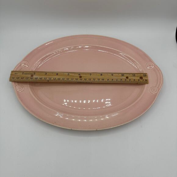 Vtg Platter in Pastel Pink Luray Pattern Deco Style TST Taylor Smith Taylor 13" - Picture 4 of 8